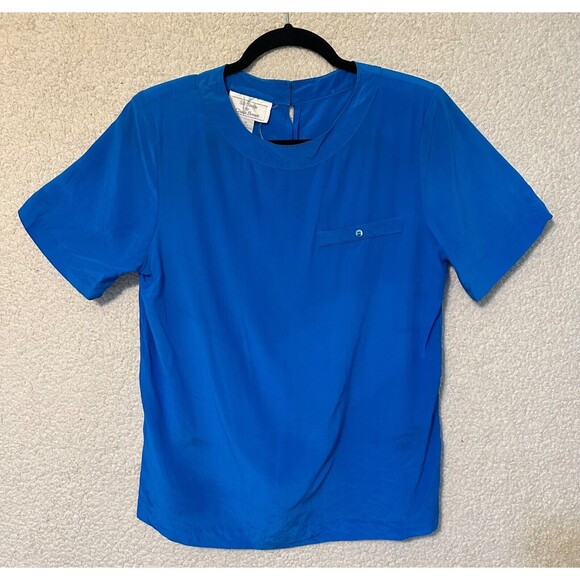 Vintage Silk Studio by Claude Bennett Womens Size 10 Short Sleeve Blouse Casual - Picture 1 of 11